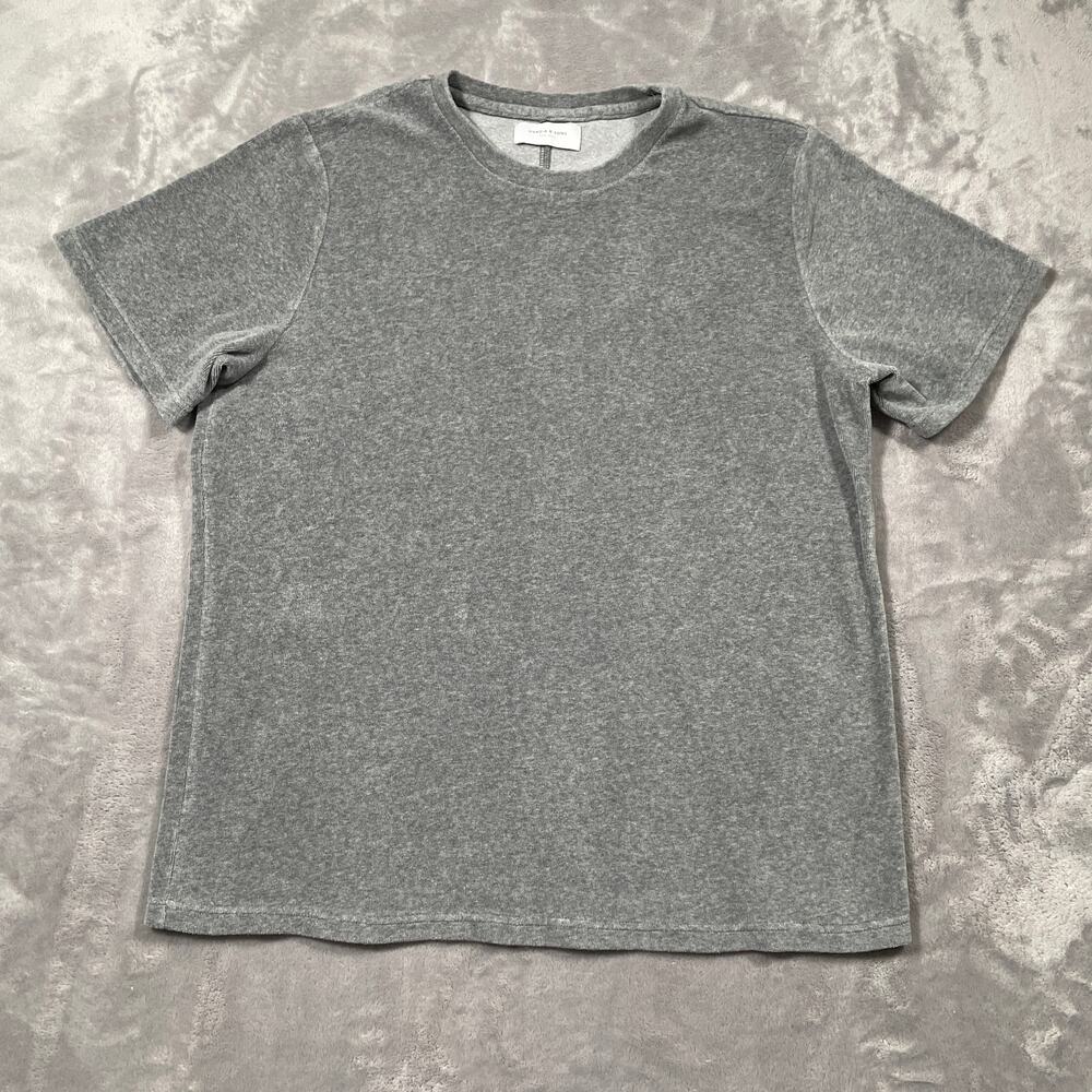 Ovadia Sons Shirt Mens Medium Grey Terry Cloth Luxury Streetwear Casual Designer